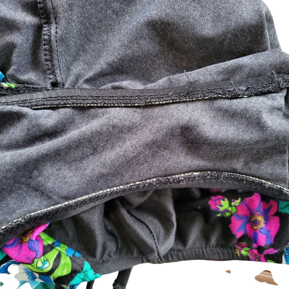 Vintage Sassafras black neon floral one piece swimsuit wrap open back medium - Picture 5 of 7